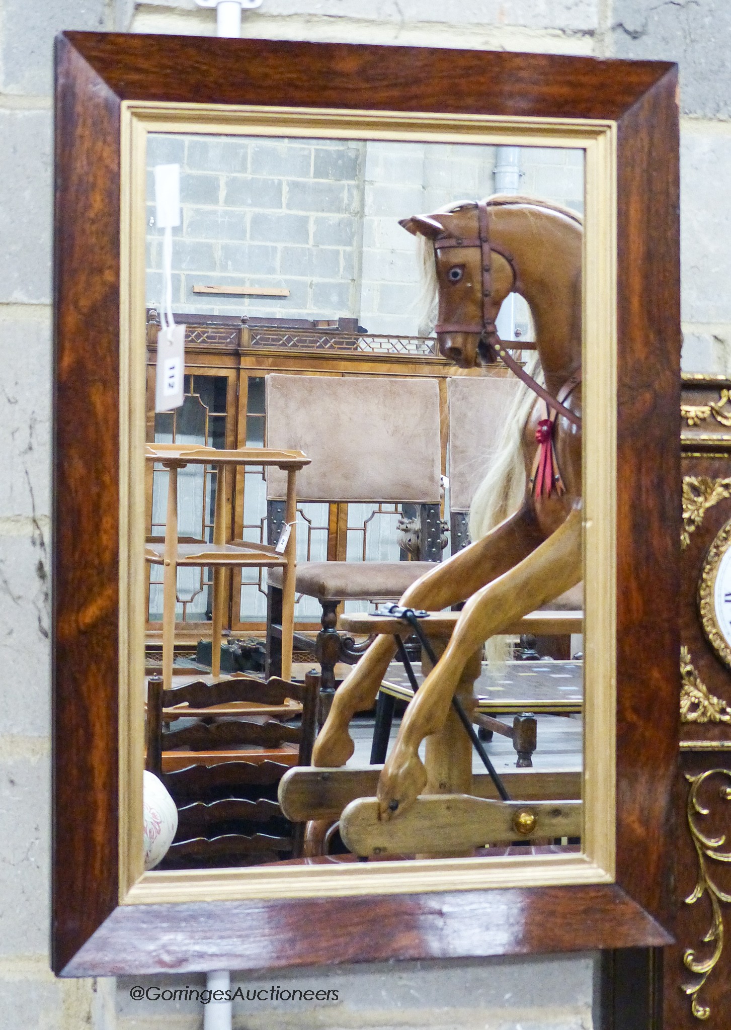 A Victorian rectangular rosewood framed wall mirror, width 56cm, height 80cm